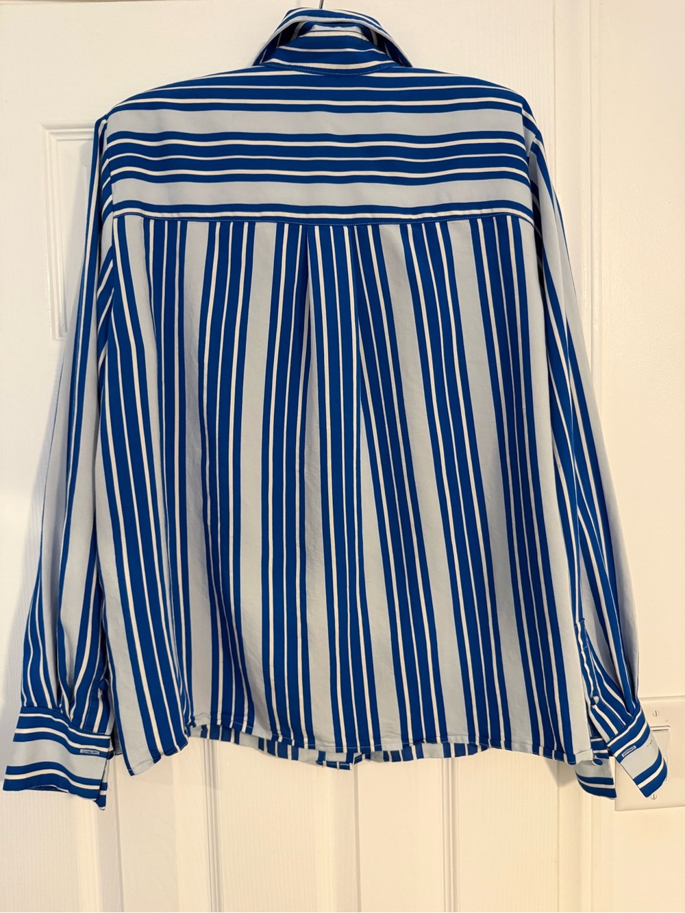 Boden Blue and White Striped Button-Up Blouse size 12 - Picture 3 of 6